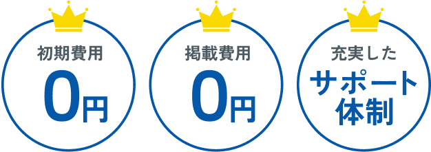 初期費用0円 掲載費用0円 充実したサポート体制